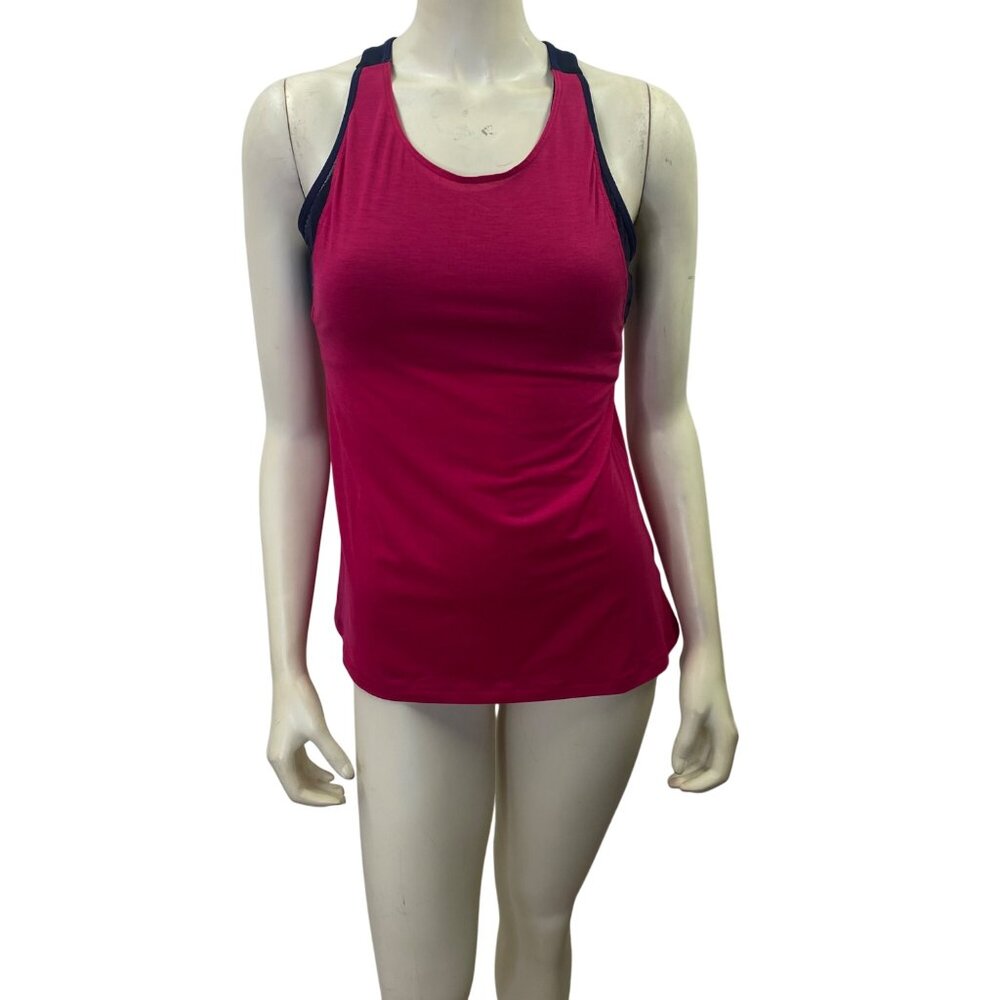 Athleta Womens Small Fuchsia & Navy Tank Top With Mesh Back Sm